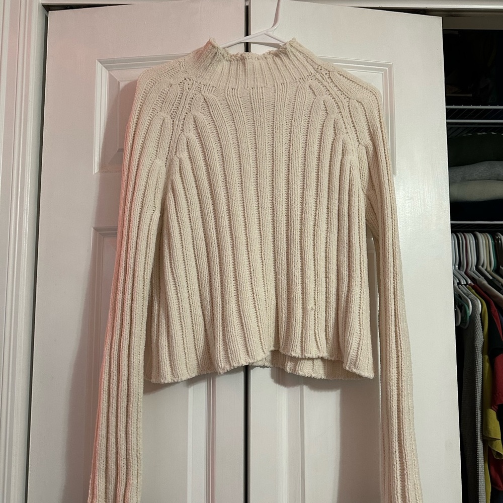 Cream turtle neck knit sweater